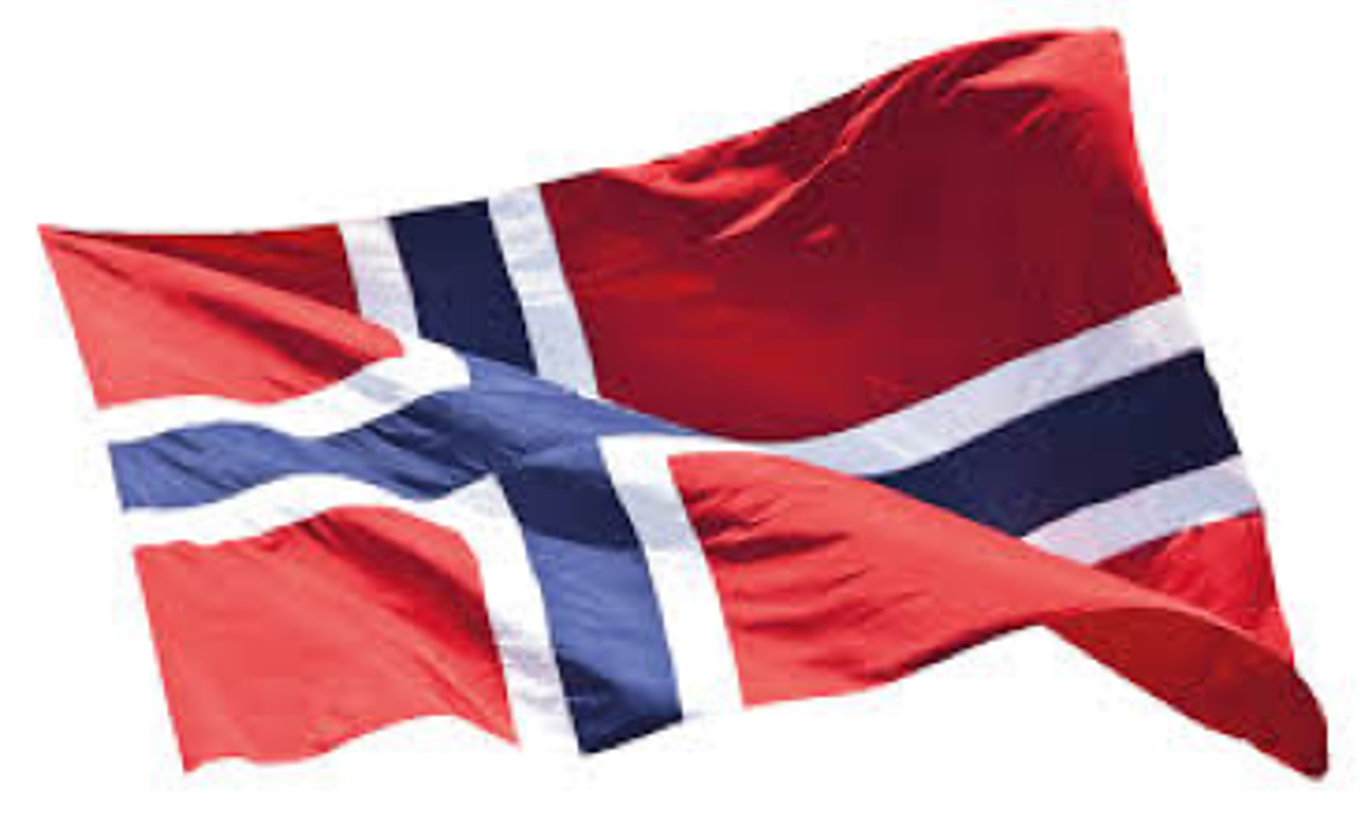 Foto: Norsk flagg som vaier i vinden Norsk flagg som vaier i vinden